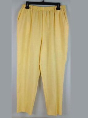 Alfred Dunner Womens 16 Yellow Lightweight Elastic Waist Pockets Slacks